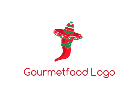 Mexican chili pepper logo with a hat and mustache