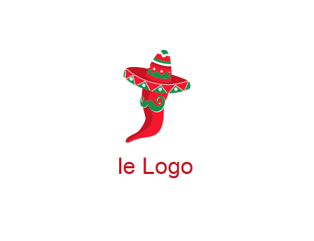 Mexican chili pepper logo with a hat and mustache