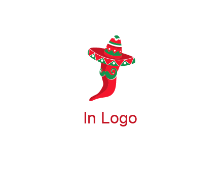 Mexican chili pepper logo with a hat and mustache