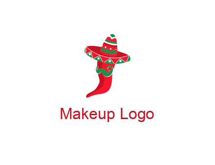 Mexican chili pepper logo with a hat and mustache