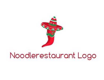 Mexican chili pepper logo with a hat and mustache