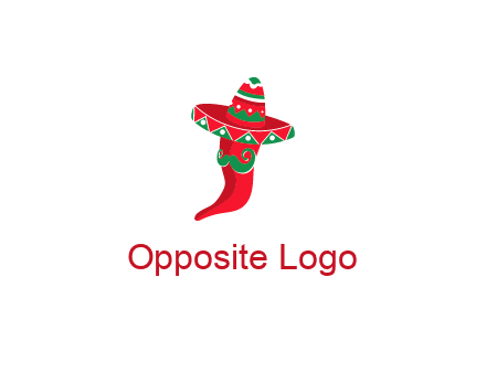 Mexican chili pepper logo with a hat and mustache