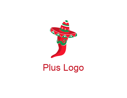 Mexican chili pepper logo with a hat and mustache