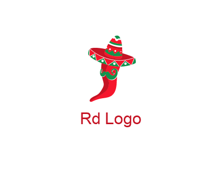 Mexican chili pepper logo with a hat and mustache