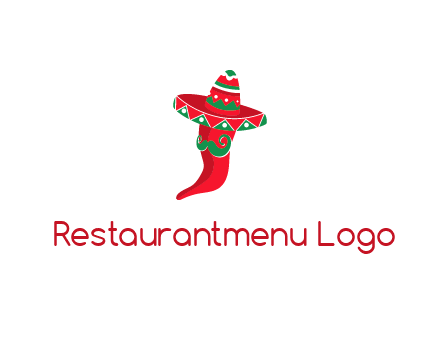 Mexican chili pepper logo with a hat and mustache