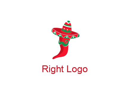Mexican chili pepper logo with a hat and mustache