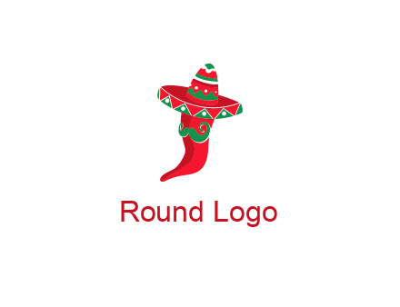 Mexican chili pepper logo with a hat and mustache