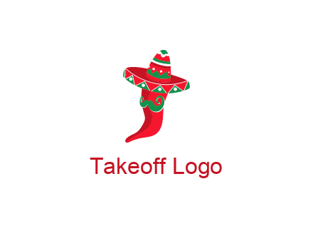 Mexican chili pepper logo with a hat and mustache
