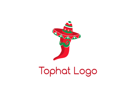 Mexican chili pepper logo with a hat and mustache