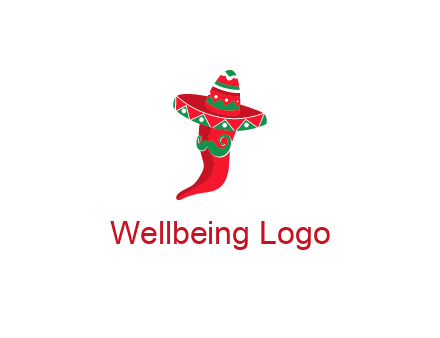 Mexican chili pepper logo with a hat and mustache