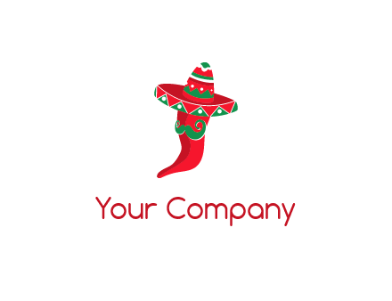 Mexican chili pepper logo with a hat and mustache