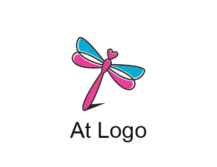 dragonfly with hearts beauty logo