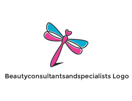 dragonfly with hearts beauty logo