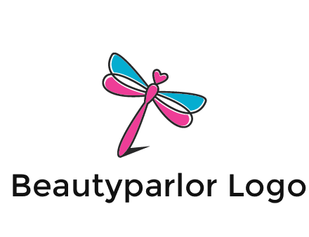 dragonfly with hearts beauty logo