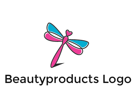 dragonfly with hearts beauty logo