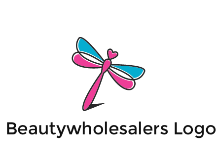 dragonfly with hearts beauty logo