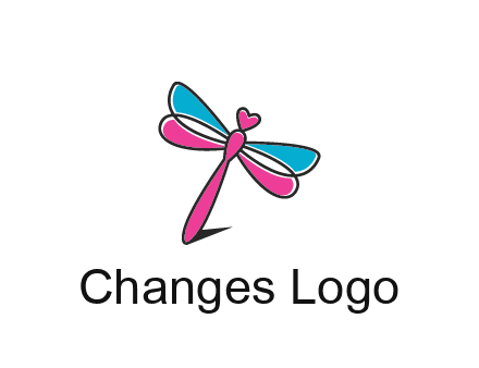 dragonfly with hearts beauty logo