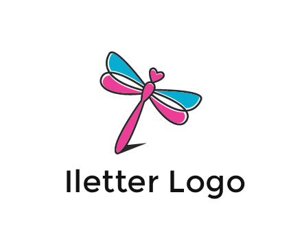 dragonfly with hearts beauty logo