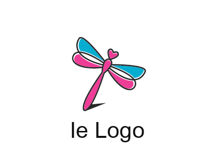 dragonfly with hearts beauty logo
