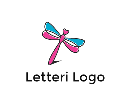 dragonfly with hearts beauty logo