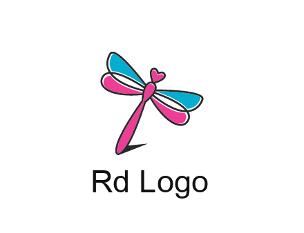 dragonfly with hearts beauty logo