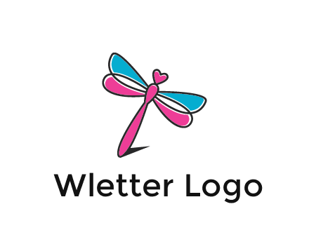 dragonfly with hearts beauty logo