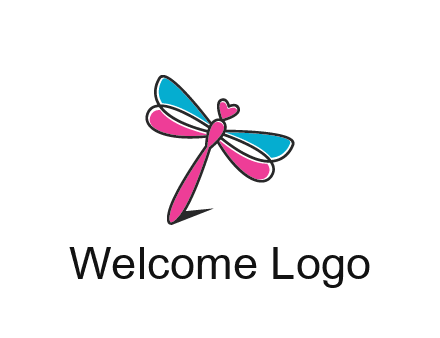 dragonfly with hearts beauty logo
