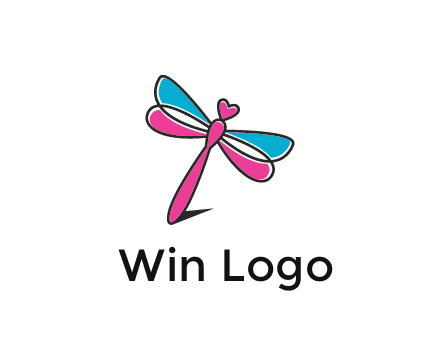 dragonfly with hearts beauty logo