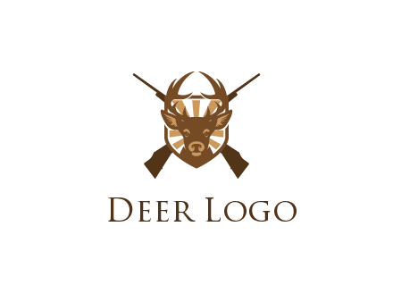 crossed hunting guns behind deer head symbol
