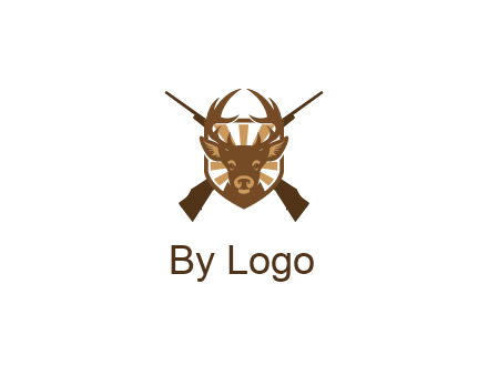 crossed hunting guns behind deer head symbol