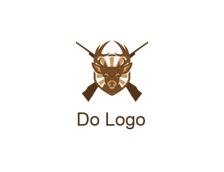 crossed hunting guns behind deer head symbol