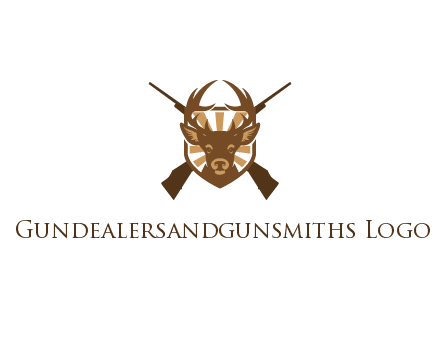 crossed hunting guns behind deer head symbol