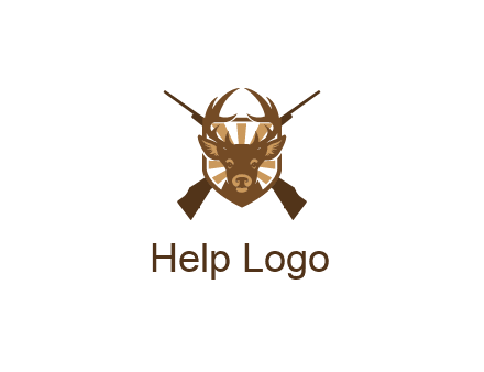 crossed hunting guns behind deer head symbol