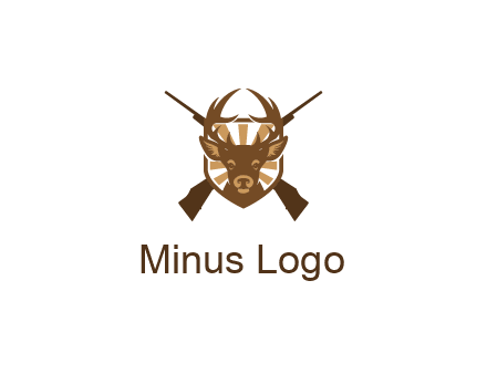 crossed hunting guns behind deer head symbol