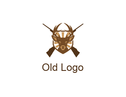 crossed hunting guns behind deer head symbol