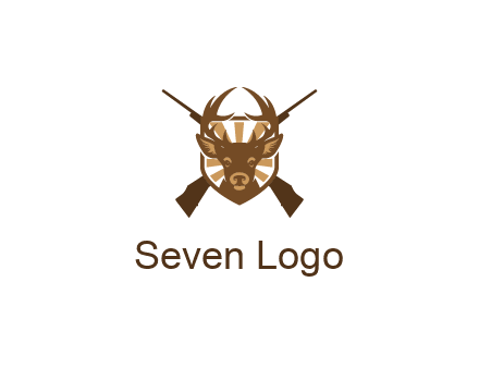 crossed hunting guns behind deer head symbol