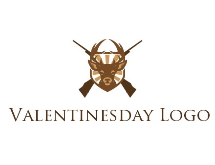 crossed hunting guns behind deer head symbol