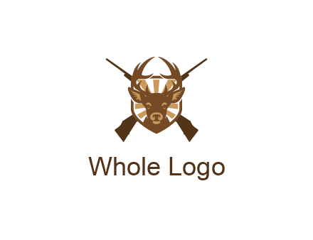 crossed hunting guns behind deer head symbol