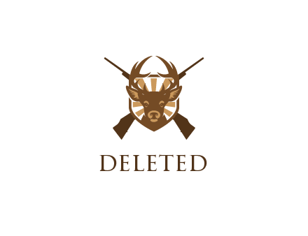 crossed hunting guns behind deer head symbol