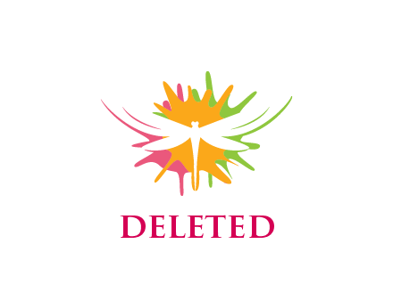 art logo with dragonfly outline between pant splashes