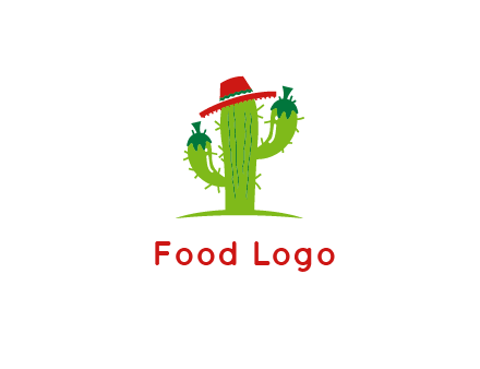 cactus wearing a Mexican hat logo