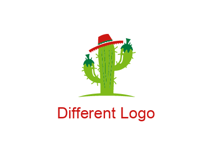 cactus wearing a Mexican hat logo