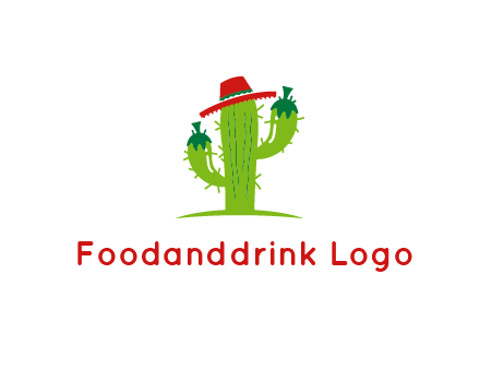 cactus wearing a Mexican hat logo