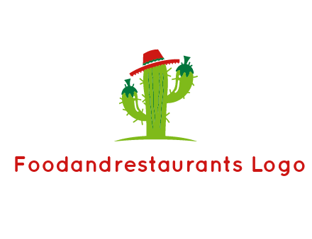 cactus wearing a Mexican hat logo