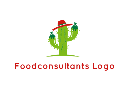 cactus wearing a Mexican hat logo