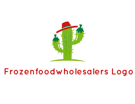 cactus wearing a Mexican hat logo