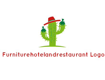 cactus wearing a Mexican hat logo