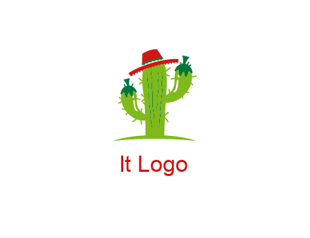 cactus wearing a Mexican hat logo