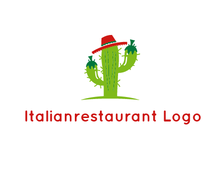 cactus wearing a Mexican hat logo