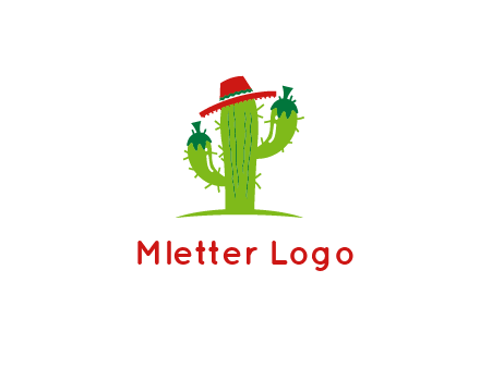 cactus wearing a Mexican hat logo